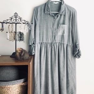 Sage Button Down Spring Dress